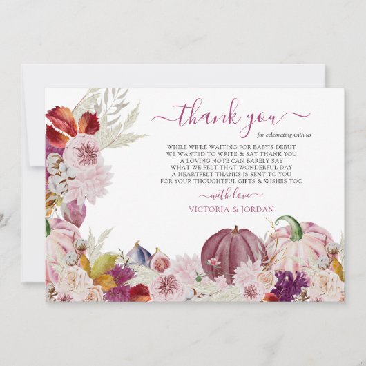 Roze pompoen bedankkaart (Voorkant)