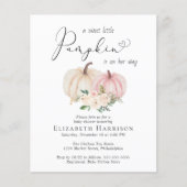Roze Pompoen Bloemen Baby Meisje Douche Uitnodigin (Voorkant)