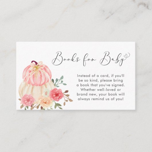Roze Pompoen Bloemen Baby shower Boeken voor Baby Informatiekaartje (Voorkant)