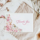 Roze Pompoen Bloemen Baby shower Dank u kaart