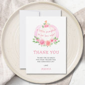 Roze Pompoen Bloemen Baby shower Dank u kaart