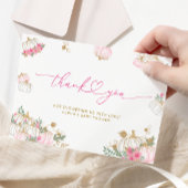 Roze Pompoen Bloemen Baby shower Dank u kaart