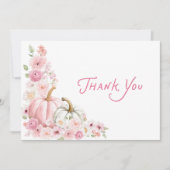 Roze Pompoen Bloemen Baby shower Dank u kaart (Voorkant)