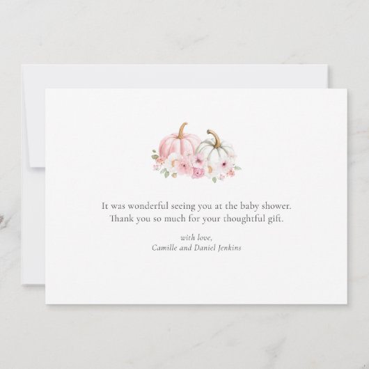 Roze Pompoen Bloemen Baby shower Dank u kaart (Achterkant)