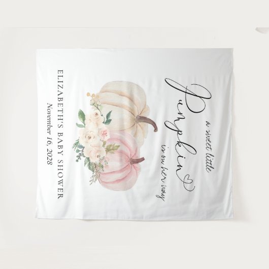 Roze Pompoen Bloemen Baby shower Foto Achtergrond Wandkleed (Voorkant (horizontaal))