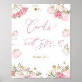 Roze Pompoen Bloemen Baby shower Kaarten en gesche Poster (Voorkant)