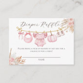 Roze Pompoen Bloemen Baby shower Luier Raffle Informatiekaartje (Voorkant)