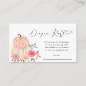 Roze Pompoen Bloemen Baby shower Luier Raffle Informatiekaartje (Voorkant)