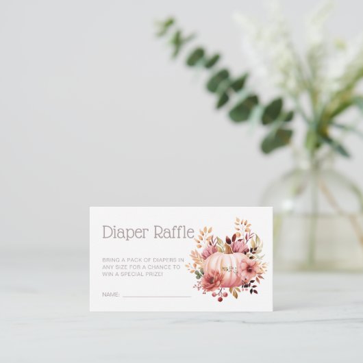Roze Pompoen Bloemen Baby shower Luier Raffle Informatiekaartje (Staand voorkant)