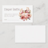Roze Pompoen Bloemen Baby shower Luier Raffle Informatiekaartje (Voorkant / Achterkant)