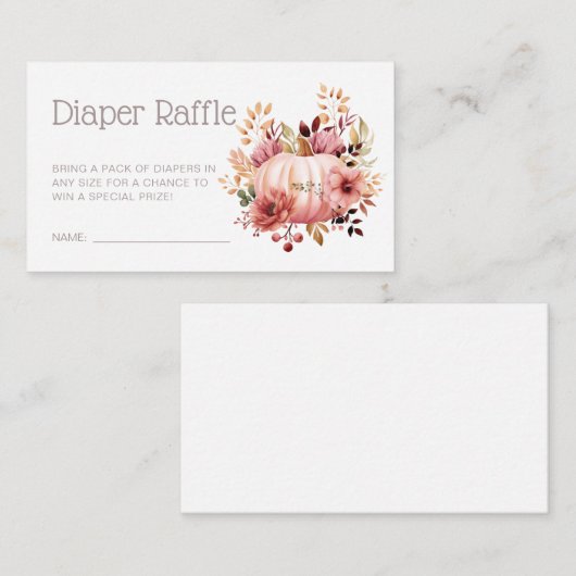 Roze Pompoen Bloemen Baby shower Luier Raffle Informatiekaartje (Voorkant / Achterkant)