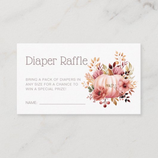 Roze Pompoen Bloemen Baby shower Luier Raffle Informatiekaartje (Voorkant)