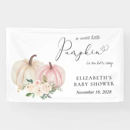 Roze Pompoen Bloemen Baby shower Welkom Spandoek (Horizontaal)