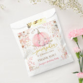 Roze Pompoen Bloemen Goud Glitter Meisje 2e Verjaa Bedankzakje (Gezegeld)