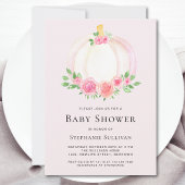 Roze Pompoen Bloemen Herfst Baby shower Kaart