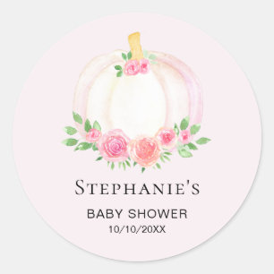 Roze Pompoen Bloemen Herfst Meisje's Baby shower Ronde Sticker