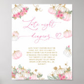 Roze Pompoen Bloemen Late Night Luiers Spel Poster (Voorkant)