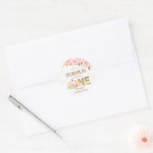 Roze Pompoen Bloemen Meisje 1e Verjaardag Ronde Sticker (Envelop)