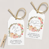 Roze Pompoen Bloemen Meisje Baby shower Dank u Cadeaulabel