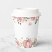 Roze Pompoen Bloemen Meisje Baby shower Papieren b Papieren Bekers (Achterkant)