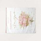 Roze Pompoen Bloemen Meisje Baby shower Welkomstbo Wandkleed (Voorkant (horizontaal))