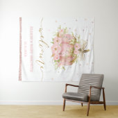 Roze Pompoen Bloemen Meisje Baby shower Welkomstbo Wandkleed (In Situ (horizontaal))