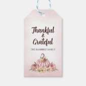 Roze Pompoen Bloemen Thanksgiving Cadeaulabel (Voorkant)