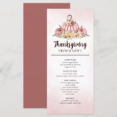 Roze Pompoen Bloemen Thanksgiving Menu (Voorkant / Achterkant)
