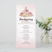 Roze Pompoen Bloemen Thanksgiving Menu (Staand voorkant)