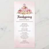 Roze Pompoen Bloemen Thanksgiving Menu (Voorkant)