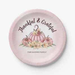 Roze Pompoen Bloemen Thanksgiving papier bord