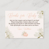 Roze pompoen bloemenboeken voor baby shower informatiekaartje (Voorkant)
