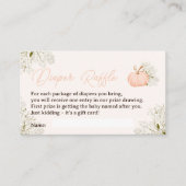 Roze pompoen bloemenluier loterij baby shower informatiekaartje (Voorkant)