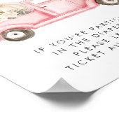 Roze Pompoen Bloemenluier Raffle Baby Meisje Douch Poster (Hoek)