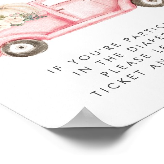 Roze Pompoen Bloemenluier Raffle Baby Meisje Douch Poster (Hoek)