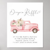 Roze Pompoen Bloemenluier Raffle Baby Meisje Douch Poster (Voorkant)