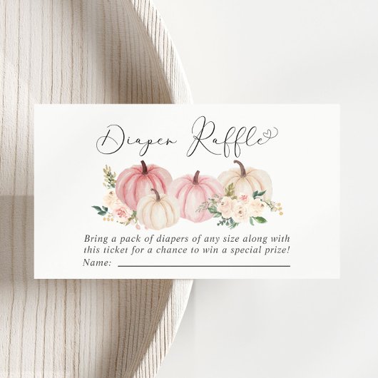 Roze Pompoen Bloemenluier Raffle Baby shower Informatiekaartje