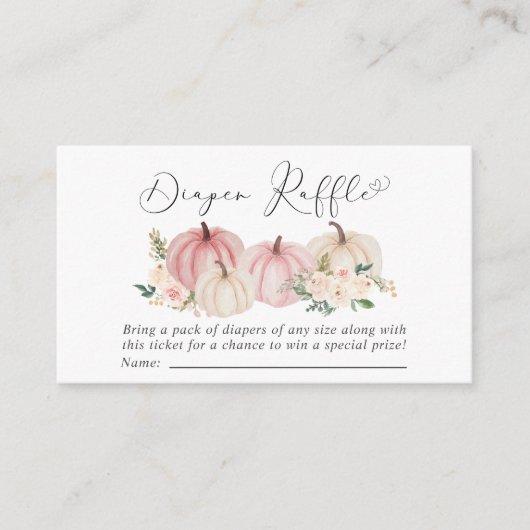 Roze Pompoen Bloemenluier Raffle Baby shower Informatiekaartje (Voorkant)