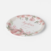 roze pompoen bloemenmeisje Baby shower Papieren Bordje (Gekanteld)