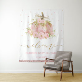 Roze Pompoen Bloemenmeisje Baby Shower Welkombord Wandkleed