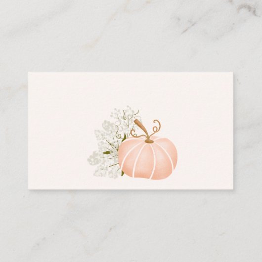 Roze pompoen bloemenregister baby shower informatiekaartje (Achterkant)