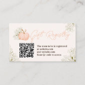 Roze pompoen bloemenregister baby shower informatiekaartje (Voorkant)