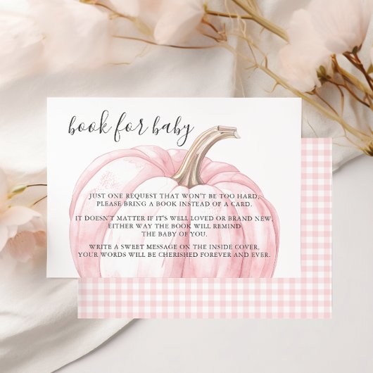 Roze pompoen boek voor baby meisje douche RSVP kaartje