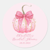 Roze pompoen boog gepersonaliseerd Vrijgezellenfee Ronde Sticker (Voorkant)