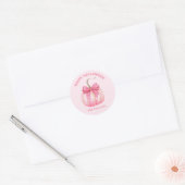 Roze pompoen boog Happy Halloween gepersonaliseerd Ronde Sticker (Envelop)