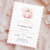 Roze pompoen boog meisje 2e verjaardag uitnodiging