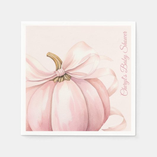 Roze pompoen boog Waterverf Baby shower Servet (Voorkant)