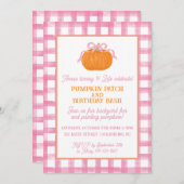 Roze Pompoen Bow Verjaardag Uitnodiging (Voorkant / Achterkant)