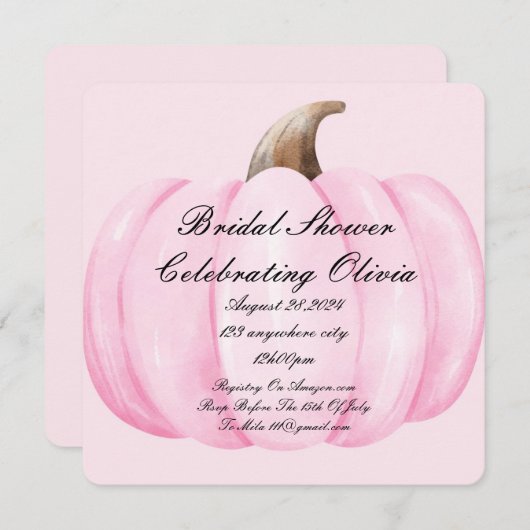 ROZE POMPOEN BRUIDSDUIK HERFST UITNODIGING (Voorkant / Achterkant)