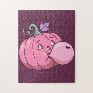 Roze Pompoen Bubble Gum Schattige Pastel Halloween Legpuzzel